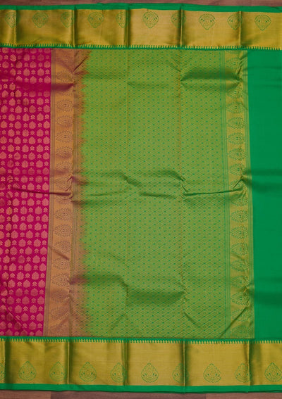 Rani Pink Zariwork Pure Silk Designer Saree - Koskii