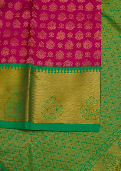 Rani Pink Zariwork Pure Silk Designer Saree - Koskii