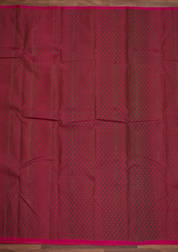 Rani Pink Zariwork Pure Silk Designer Saree - Koskii
