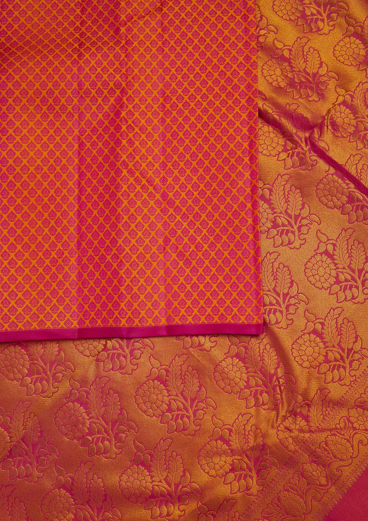 Rani Pink Zariwork Pure Silk Designer Saree - Koskii