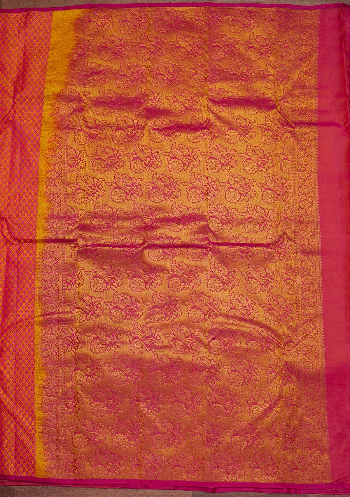 Rani Pink Zariwork Pure Silk Designer Saree - Koskii
