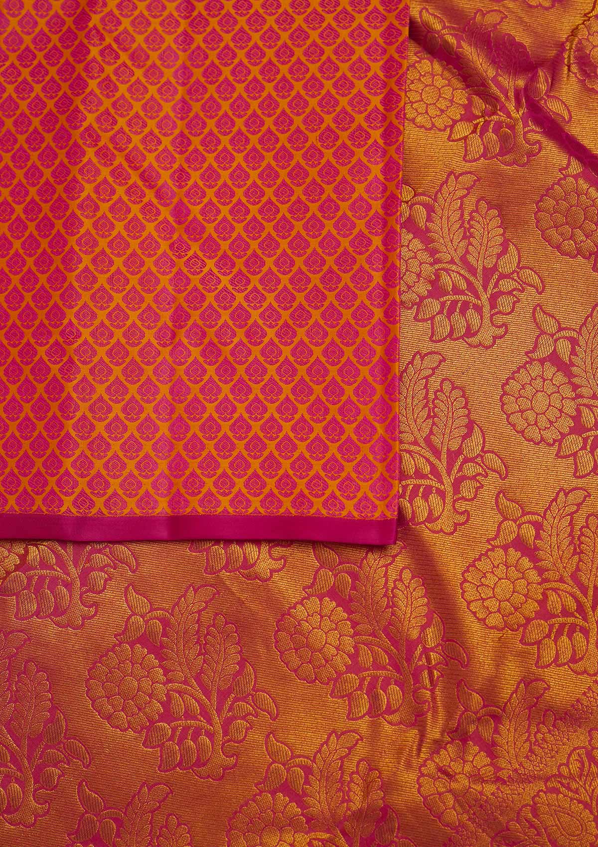 Rani Pink Zariwork Pure Silk Designer Saree - Koskii
