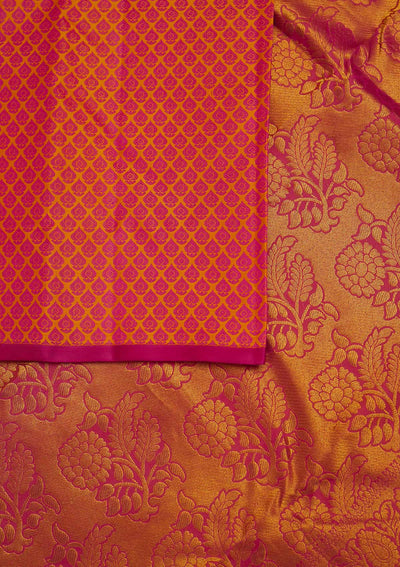 Rani Pink Zariwork Pure Silk Designer Saree - Koskii