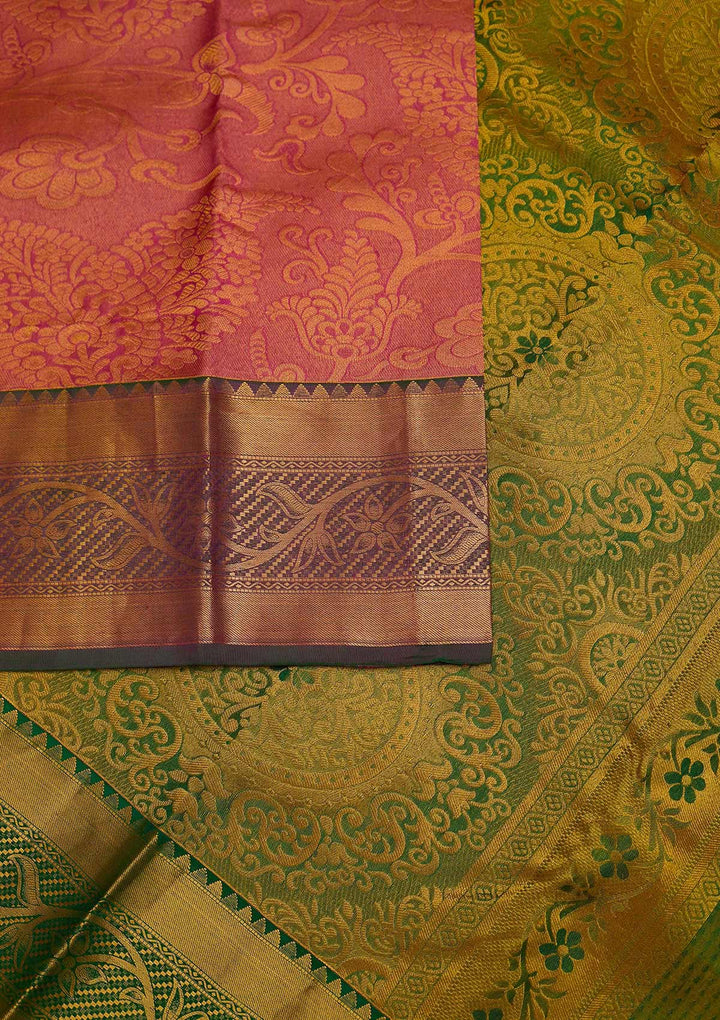 Rani Pink Zariwork Pure Silk Designer Saree - Koskii