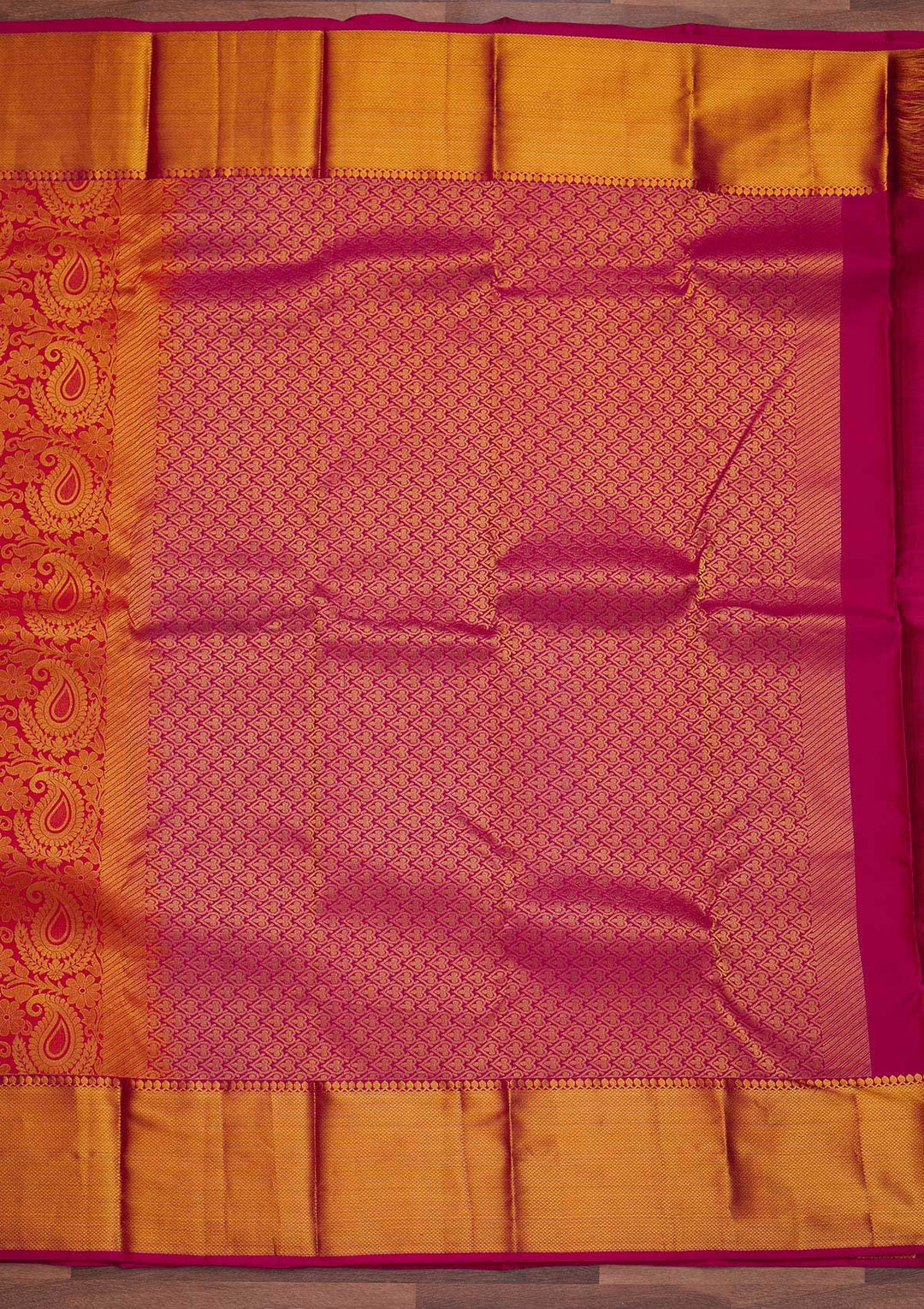 Rani Pink Zariwork Pure Silk Designer Saree - Koskii