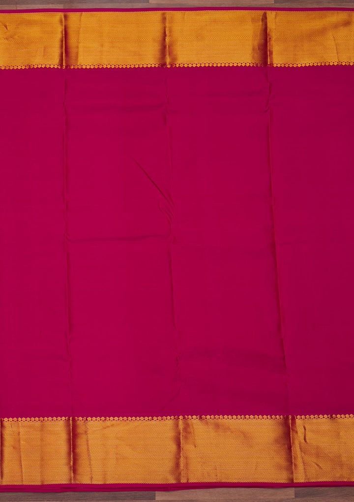 Rani Pink Zariwork Pure Silk Designer Saree - Koskii