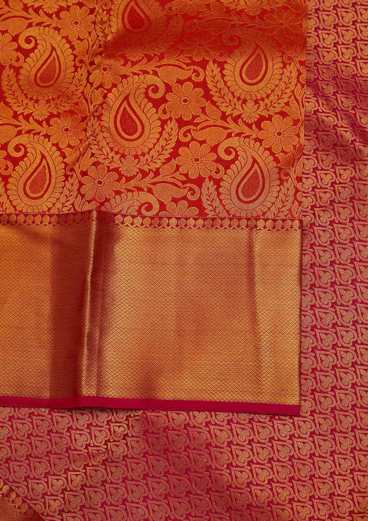 Rani Pink Zariwork Pure Silk Designer Saree - Koskii