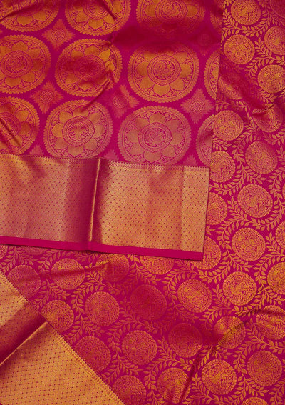 Rani Pink Zariwork Pure Silk Designer Saree - Koskii
