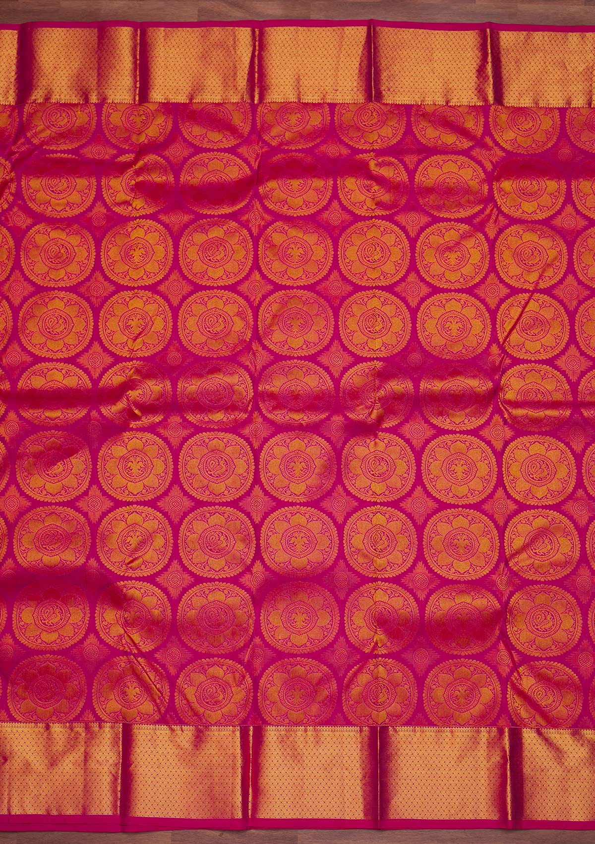 Rani Pink Zariwork Pure Silk Designer Saree - Koskii