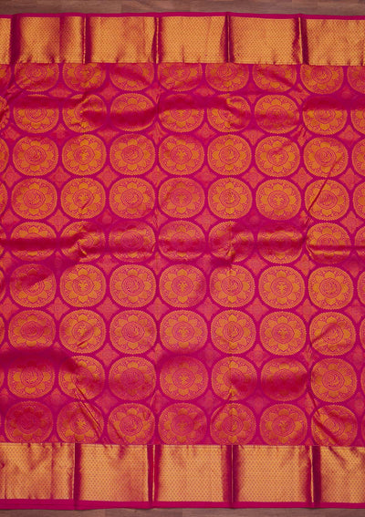 Rani Pink Zariwork Pure Silk Designer Saree - Koskii