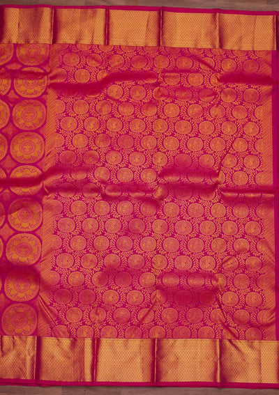 Rani Pink Zariwork Pure Silk Designer Saree - Koskii