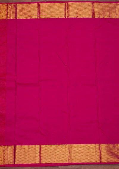 Rani Pink Zariwork Pure Silk Designer Saree - Koskii