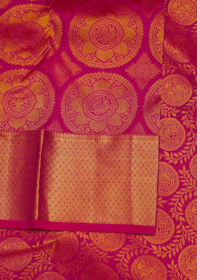 Rani Pink Zariwork Pure Silk Designer Saree - Koskii