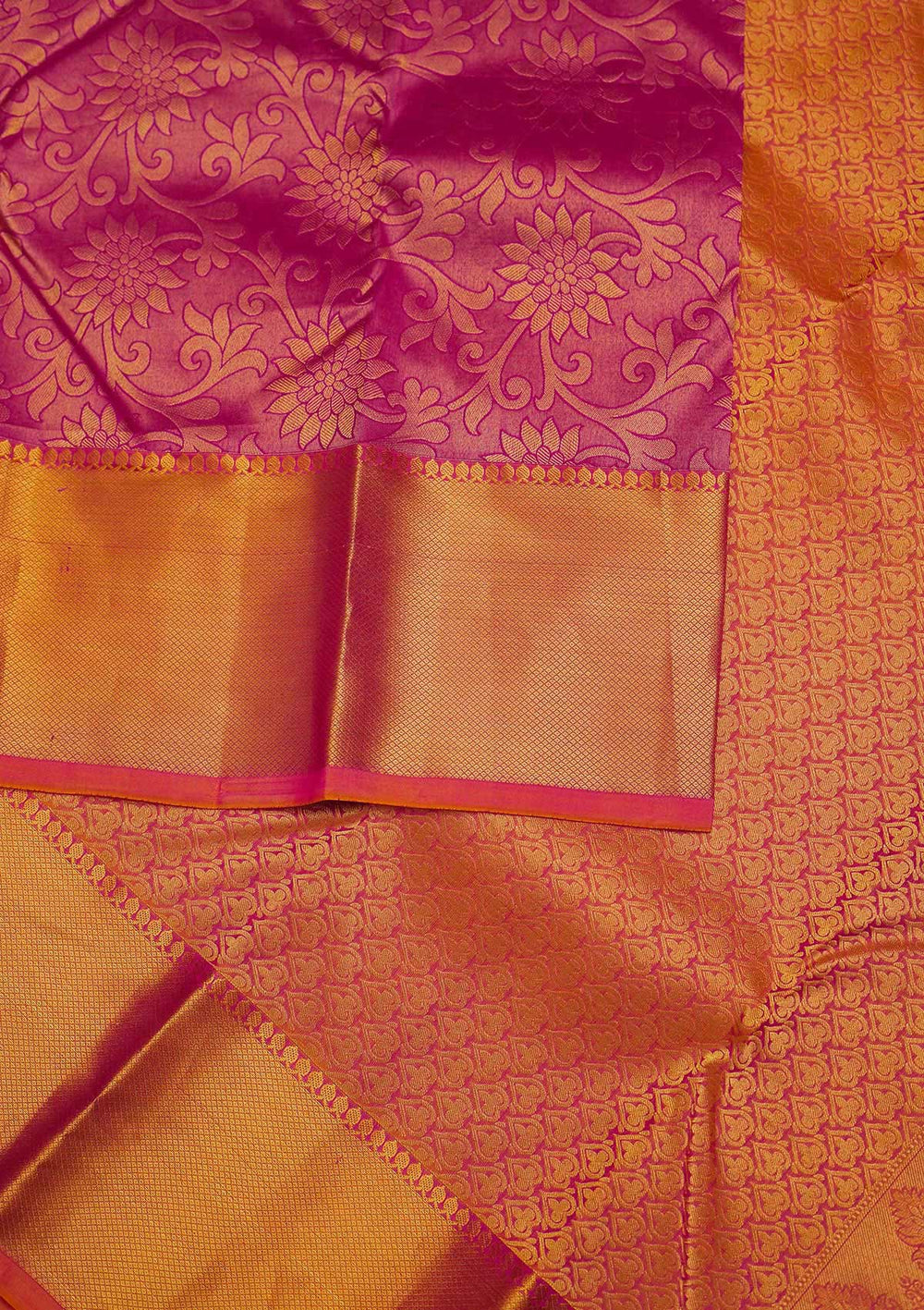 Rani Pink Zariwork Pure Silk Designer Saree - Koskii