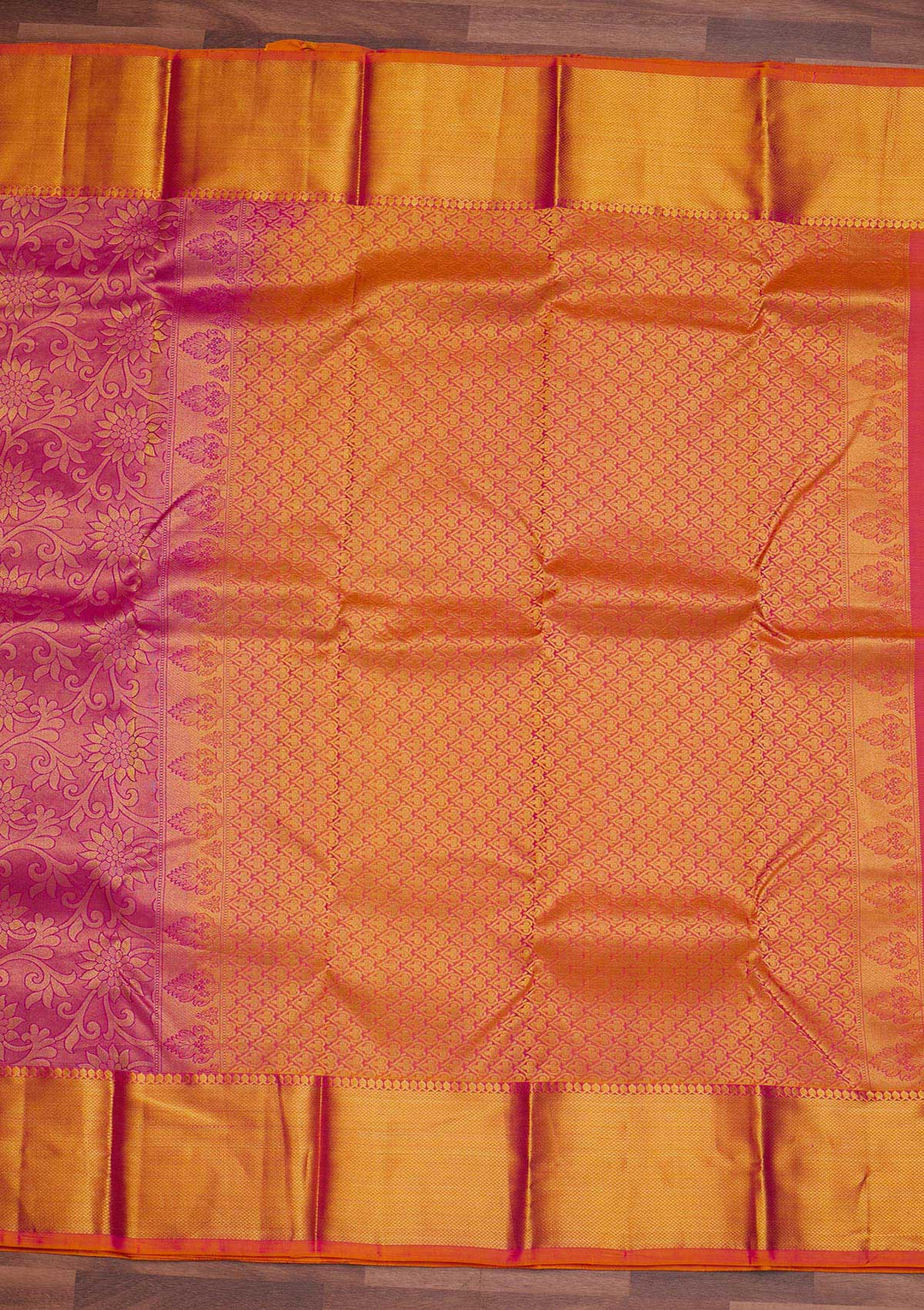 Rani Pink Zariwork Pure Silk Designer Saree - Koskii