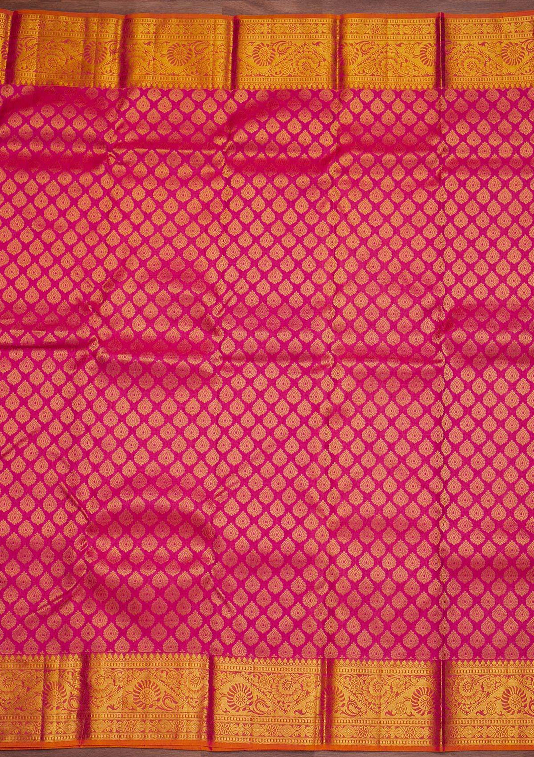 Rani Pink Zariwork Pure Silk Designer Saree - Koskii