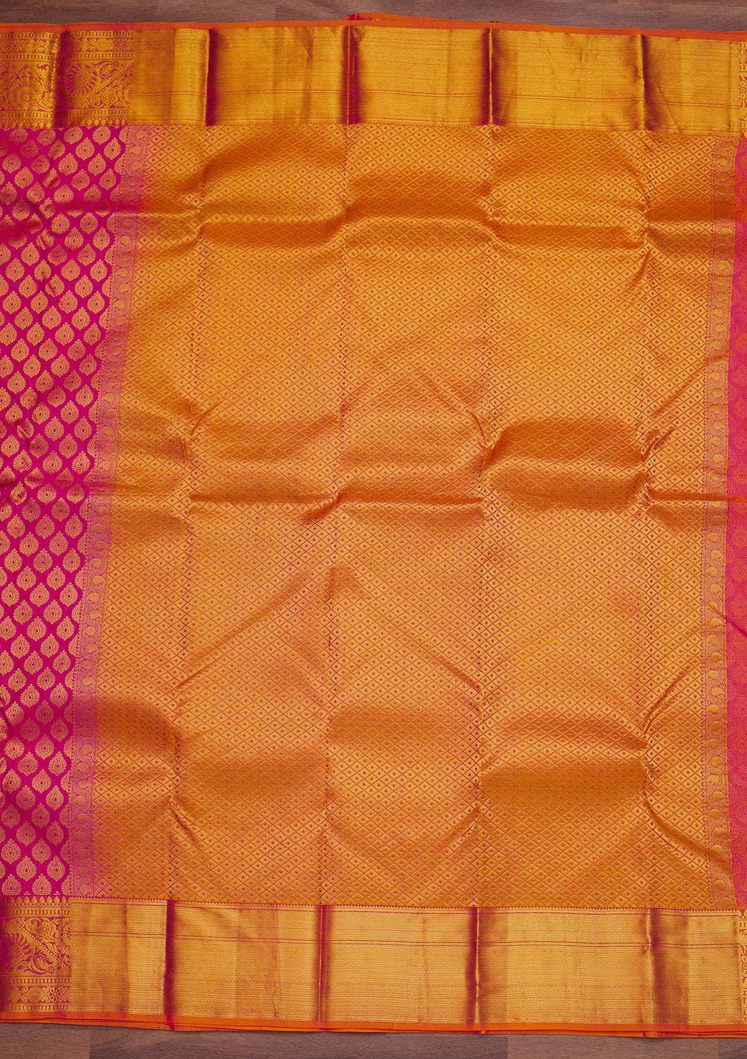 Rani Pink Zariwork Pure Silk Designer Saree - Koskii