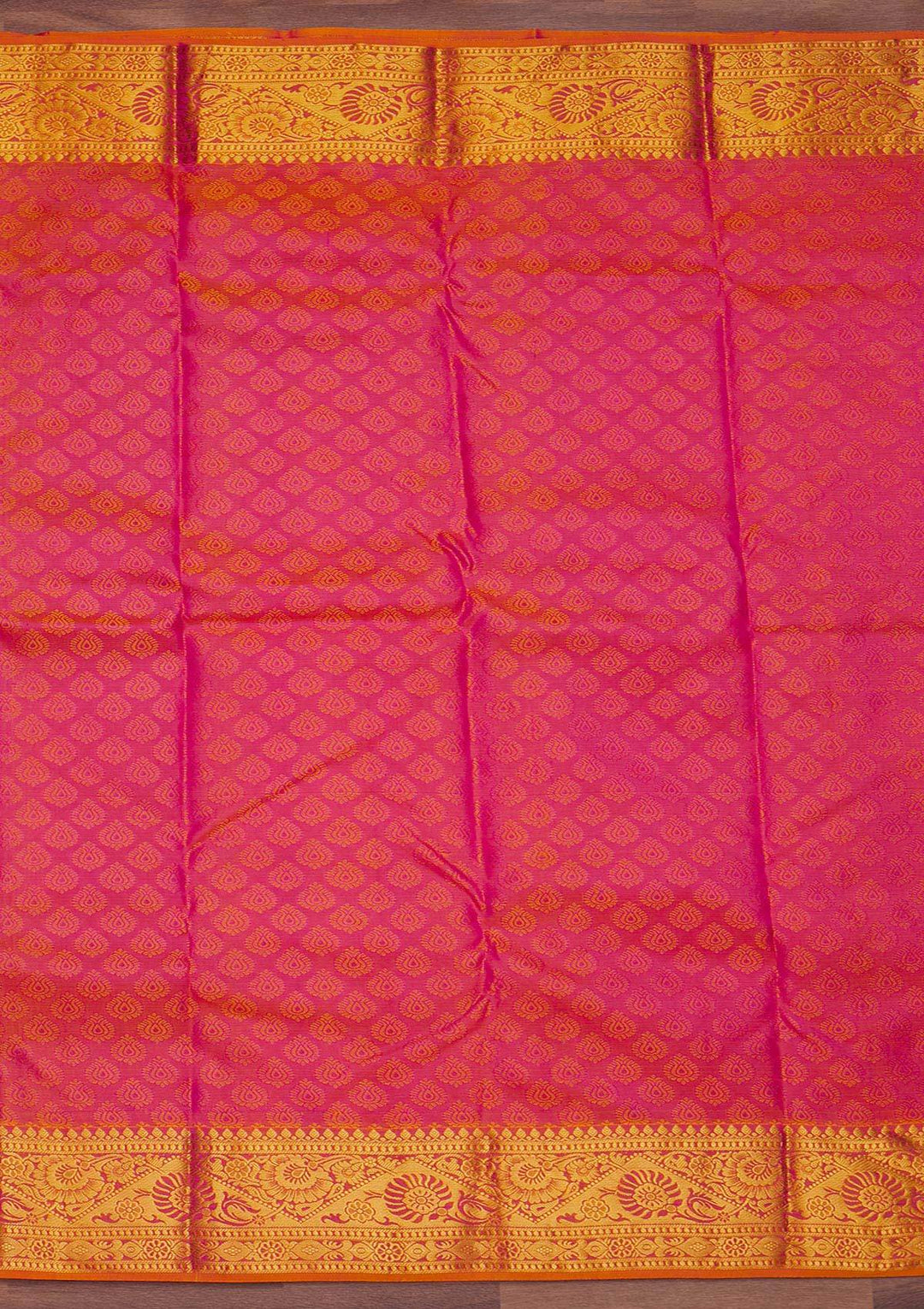 Rani Pink Zariwork Pure Silk Designer Saree - Koskii