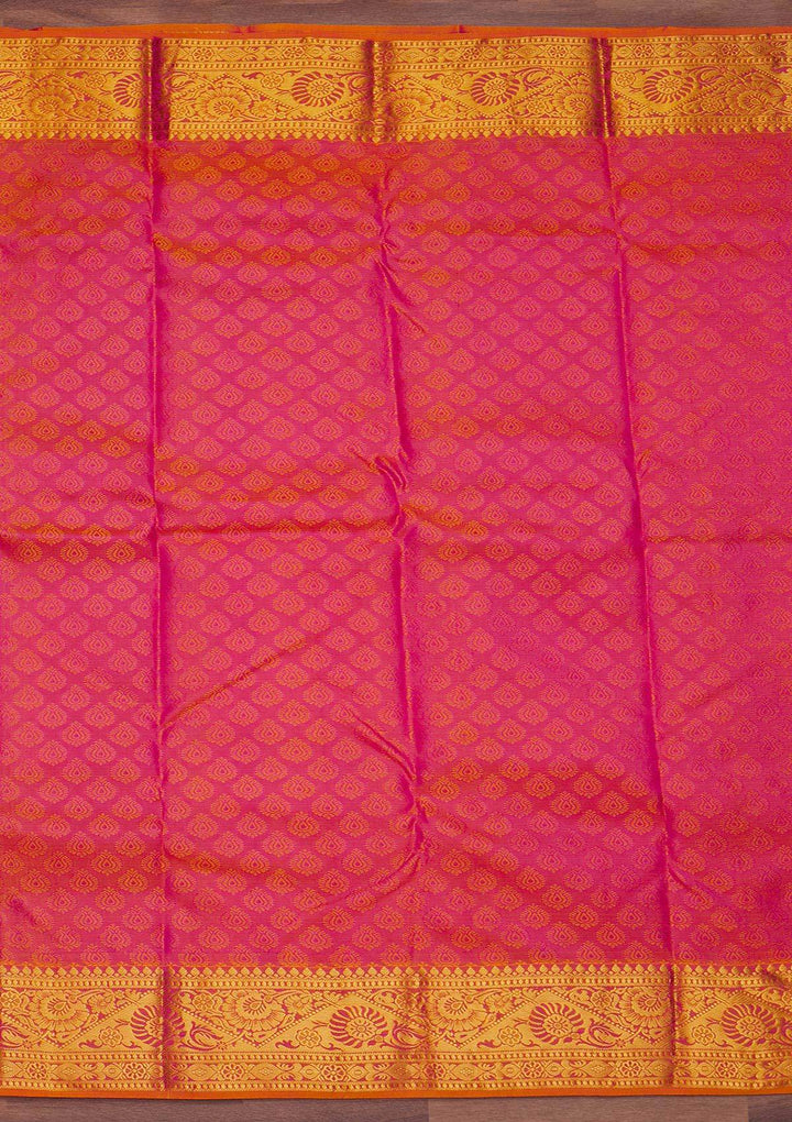 Rani Pink Zariwork Pure Silk Designer Saree - Koskii
