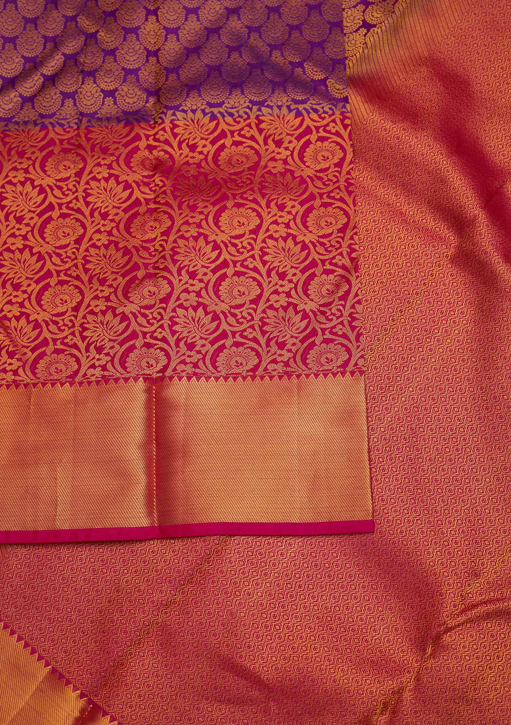 Rani Pink Zariwork Pure Silk Designer Saree - Koskii