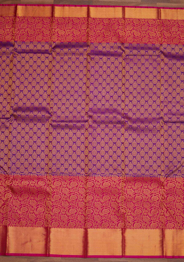 Rani Pink Zariwork Pure Silk Designer Saree - Koskii