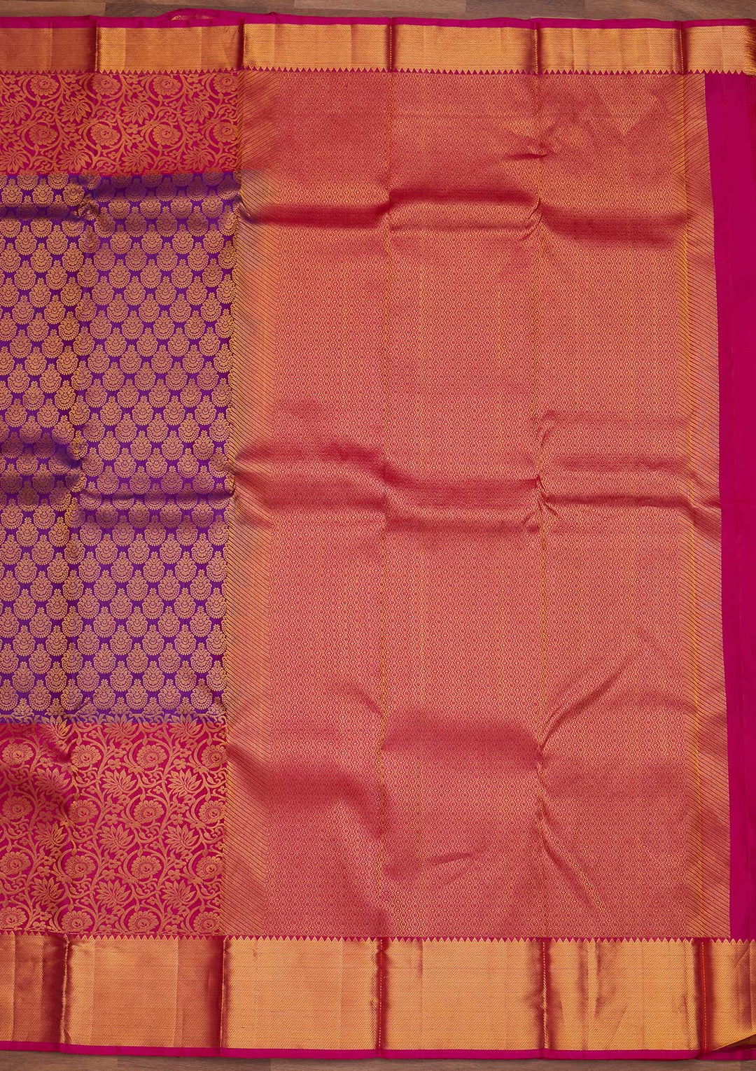 Rani Pink Zariwork Pure Silk Designer Saree - Koskii