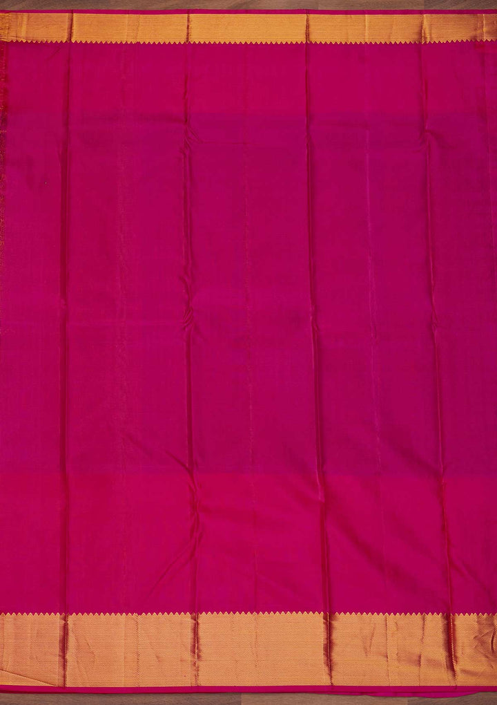 Rani Pink Zariwork Pure Silk Designer Saree - Koskii