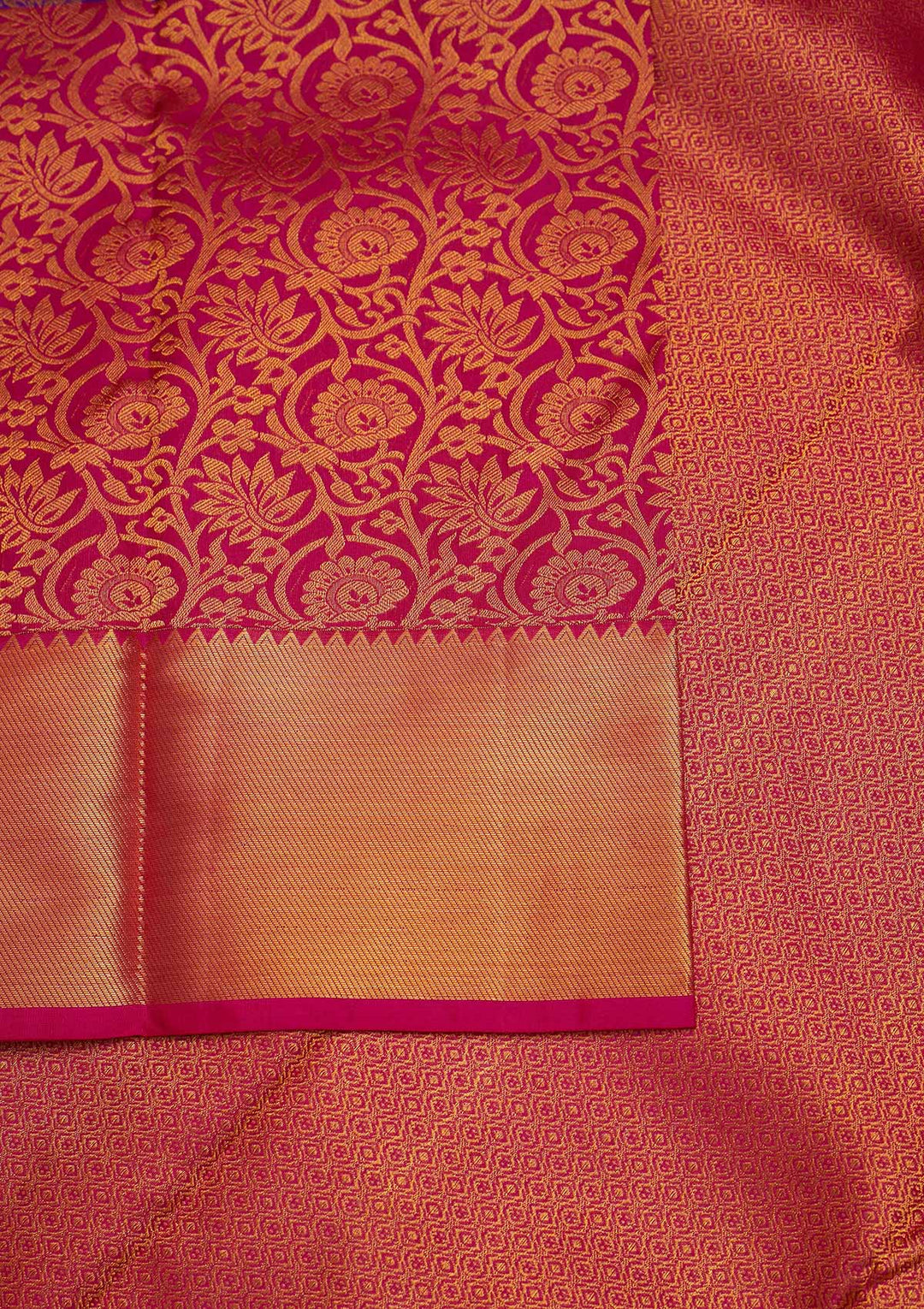 Rani Pink Zariwork Pure Silk Designer Saree - Koskii