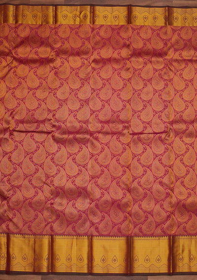 Rani Pink Zariwork Pure Silk Designer Saree - Koskii