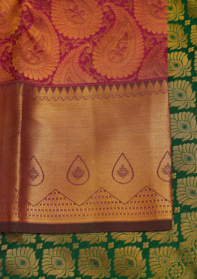 Rani Pink Zariwork Pure Silk Designer Saree - Koskii