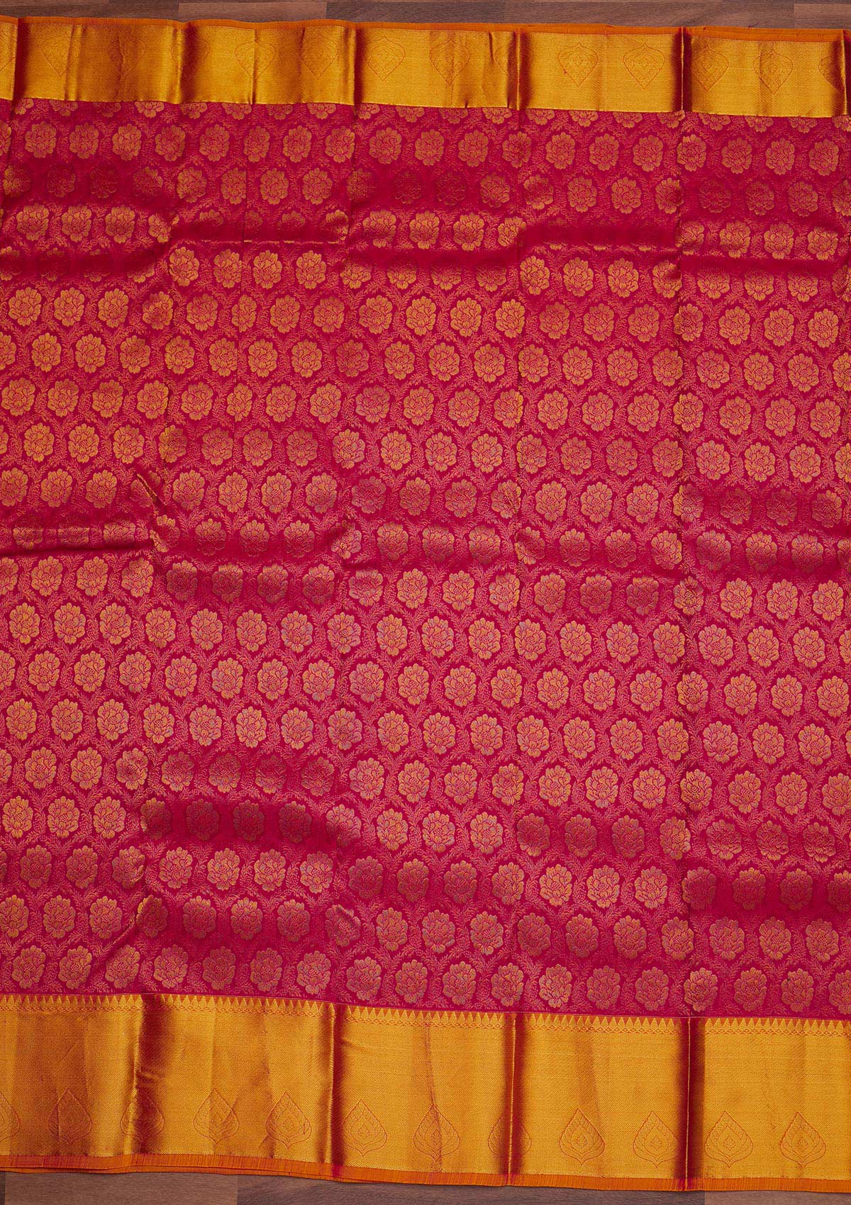 Rani Pink Zariwork Pure Silk Designer Saree - Koskii