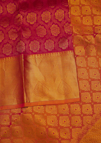Rani Pink Zariwork Pure Silk Designer Saree - Koskii