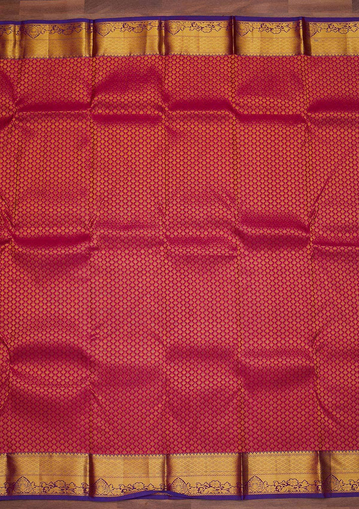Rani Pink Zariwork Pure Silk Designer Saree - Koskii