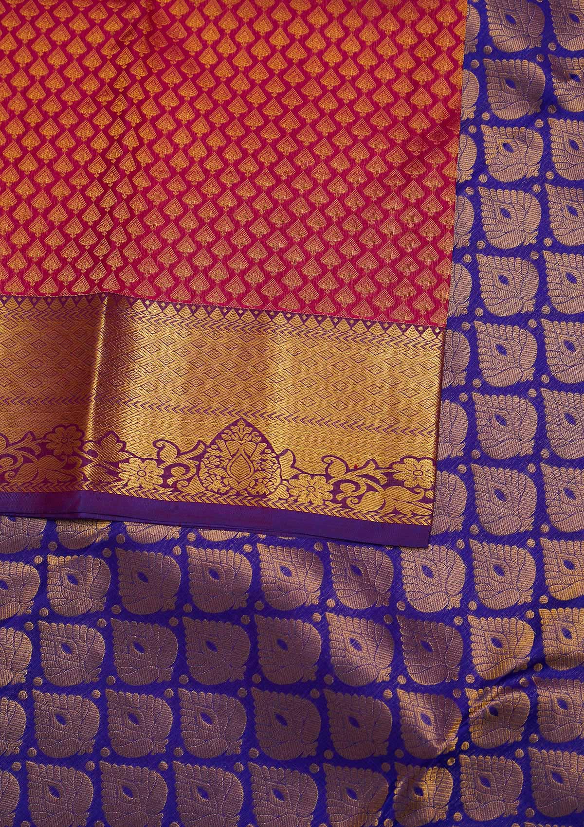 Rani Pink Zariwork Pure Silk Designer Saree - Koskii