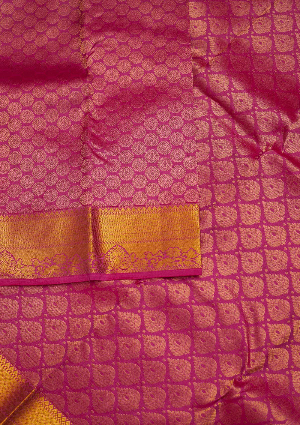 Rani Pink Zariwork Pure Silk Designer Saree - Koskii