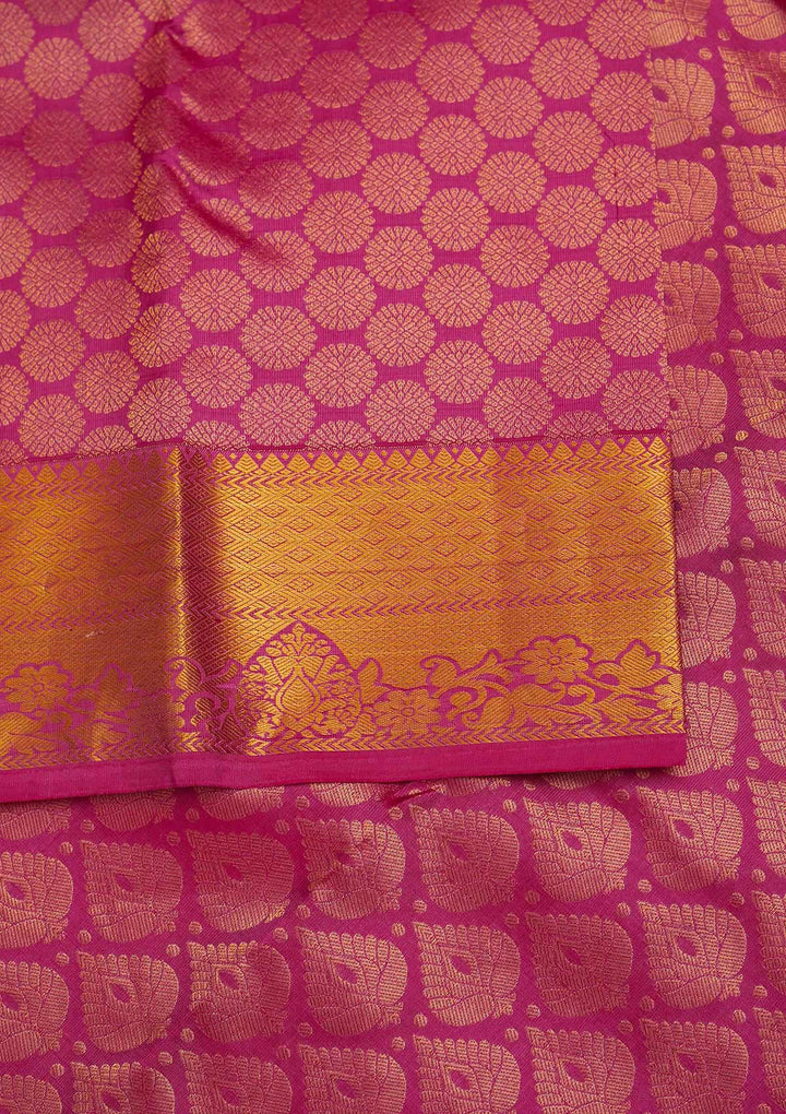Rani Pink Zariwork Pure Silk Designer Saree - Koskii