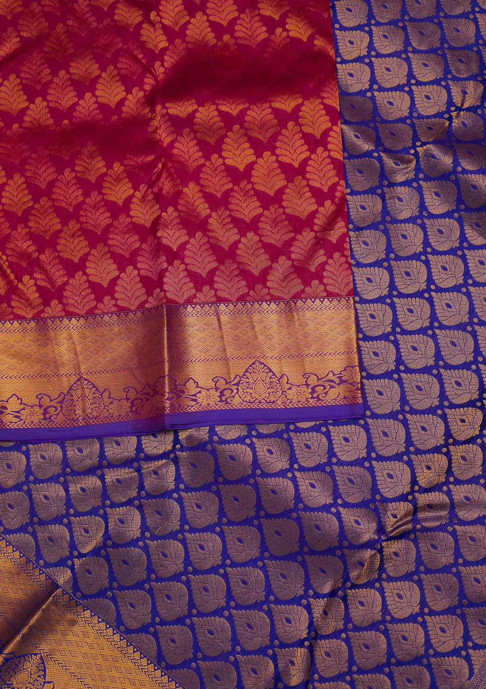 Rani Pink Zariwork Pure Silk Designer Saree - Koskii