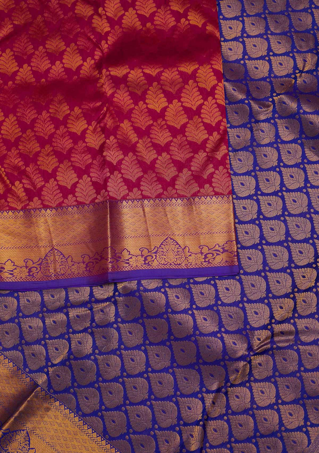Rani Pink Zariwork Pure Silk Designer Saree - Koskii