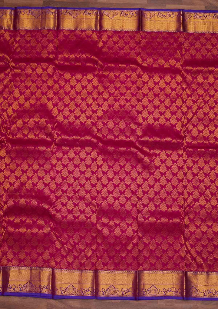 Rani Pink Zariwork Pure Silk Designer Saree - Koskii