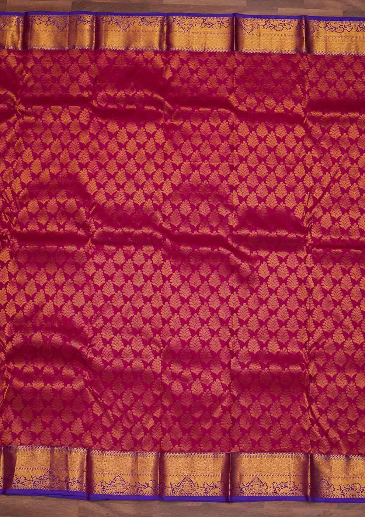Rani Pink Zariwork Pure Silk Designer Saree - Koskii