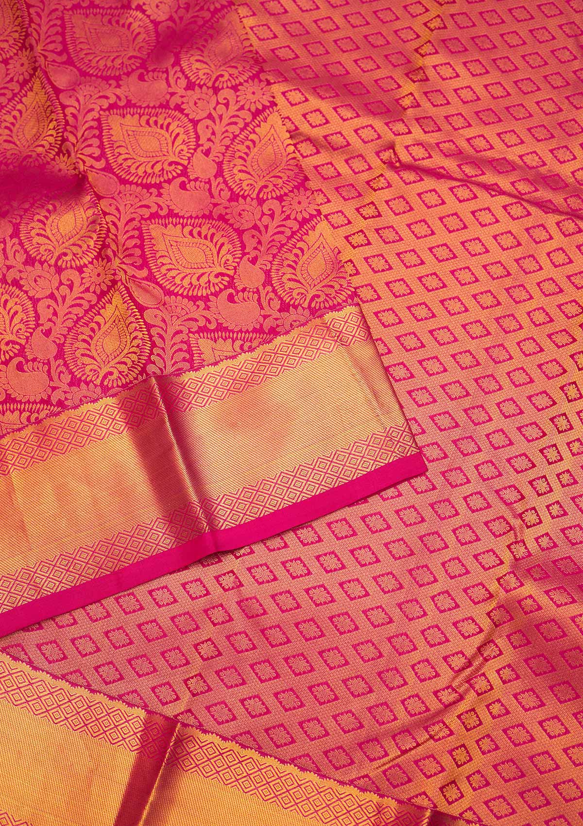 Rani Pink Zariwork Pure Silk Saree - Koskii