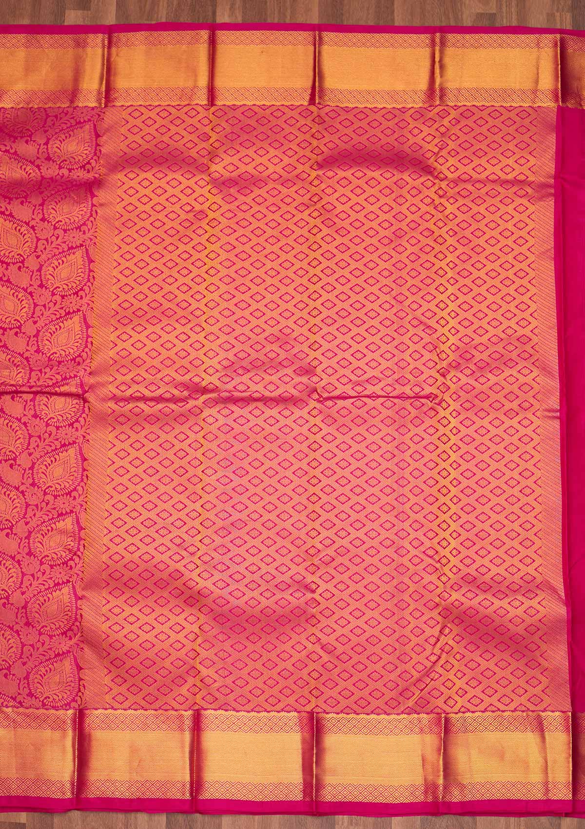 Rani Pink Zariwork Pure Silk Saree - Koskii