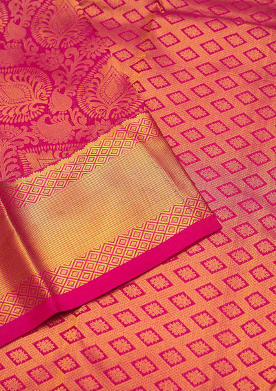 Rani Pink Zariwork Pure Silk Saree - Koskii