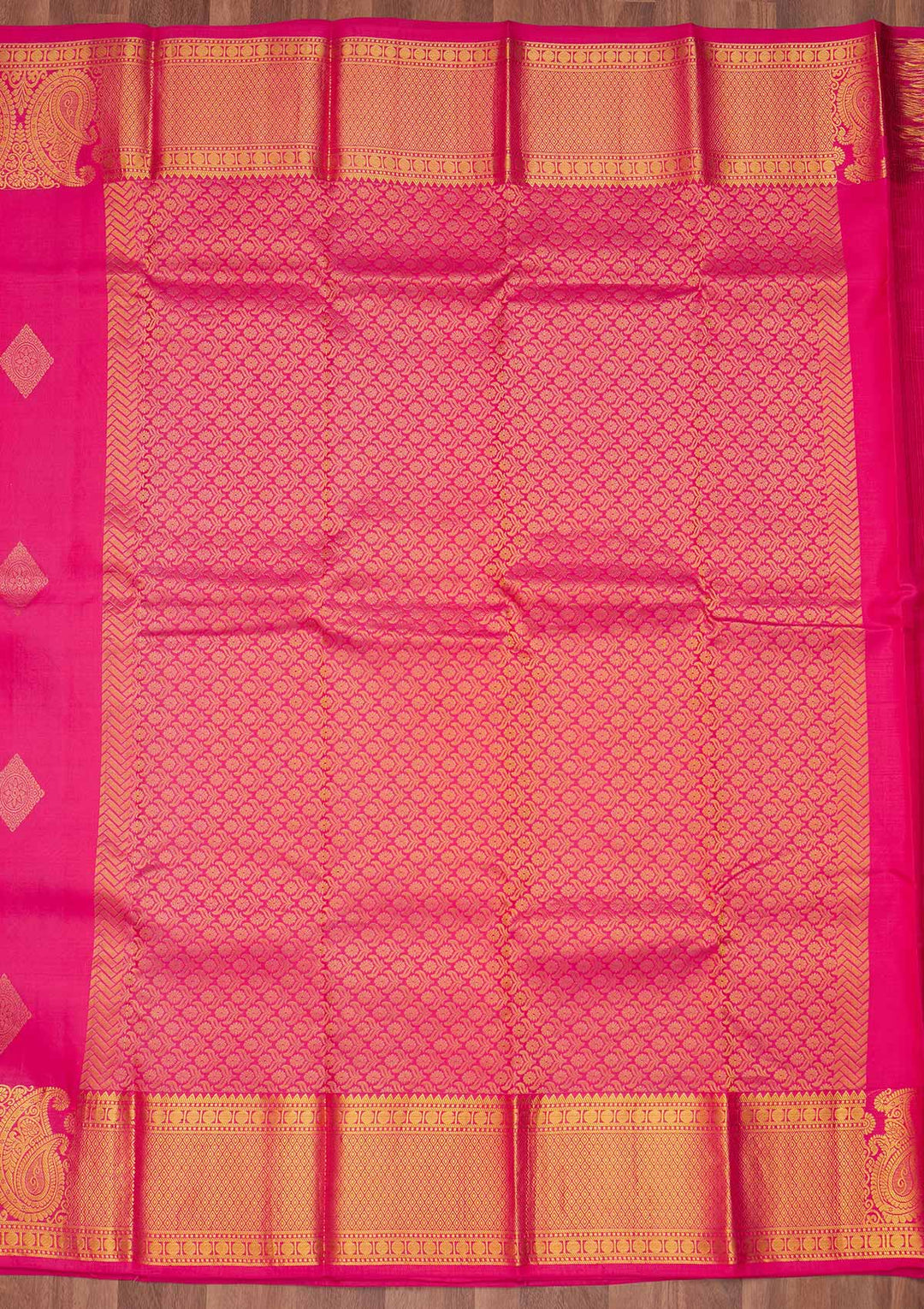 Rani Pink Zariwork Pure Silk Saree - Koskii
