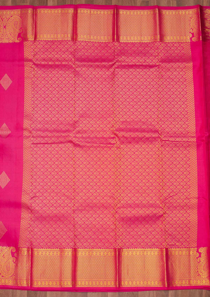 Rani Pink Zariwork Pure Silk Saree - Koskii