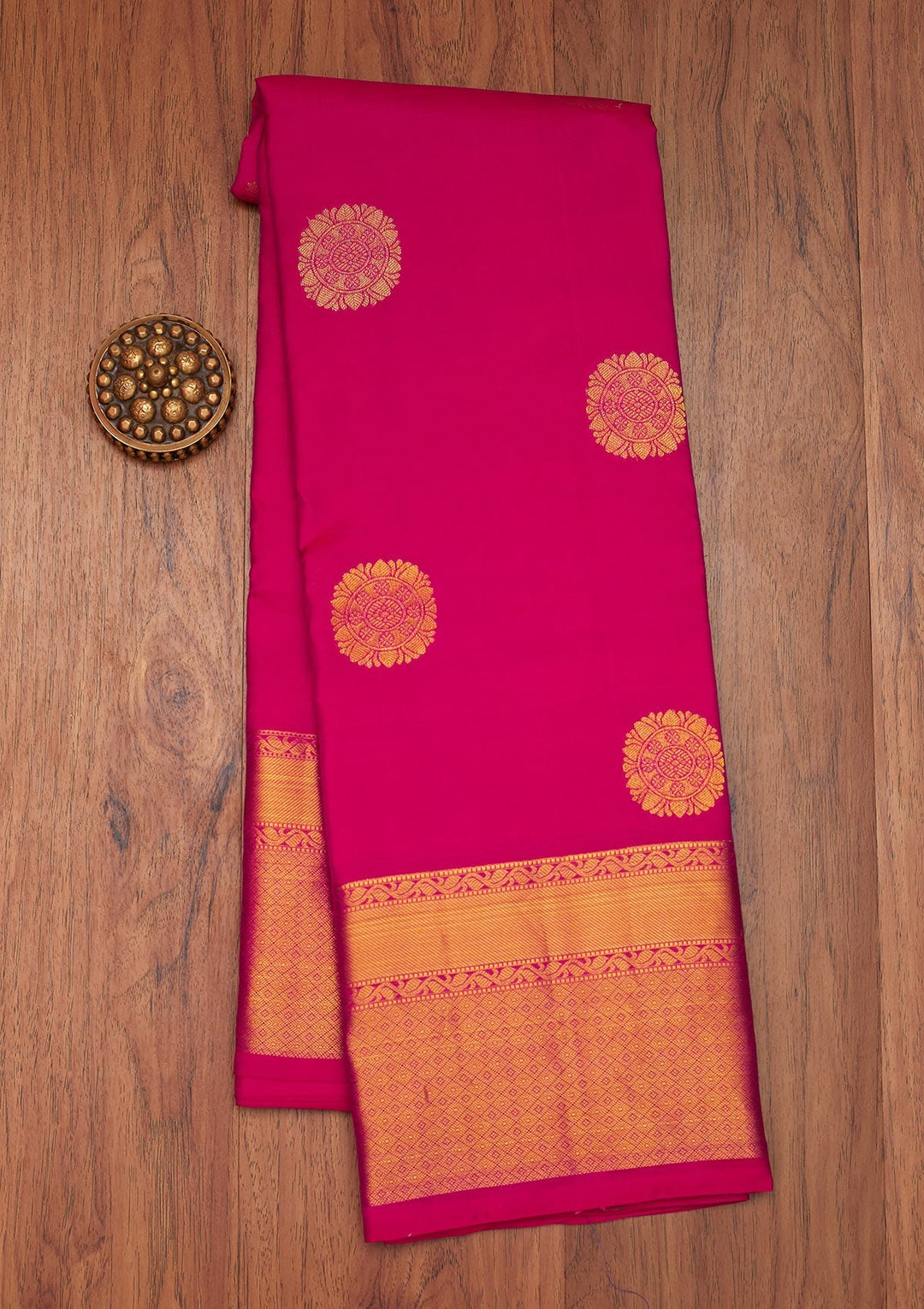Rani Pink Zariwork Pure Silk Saree- Koskii
