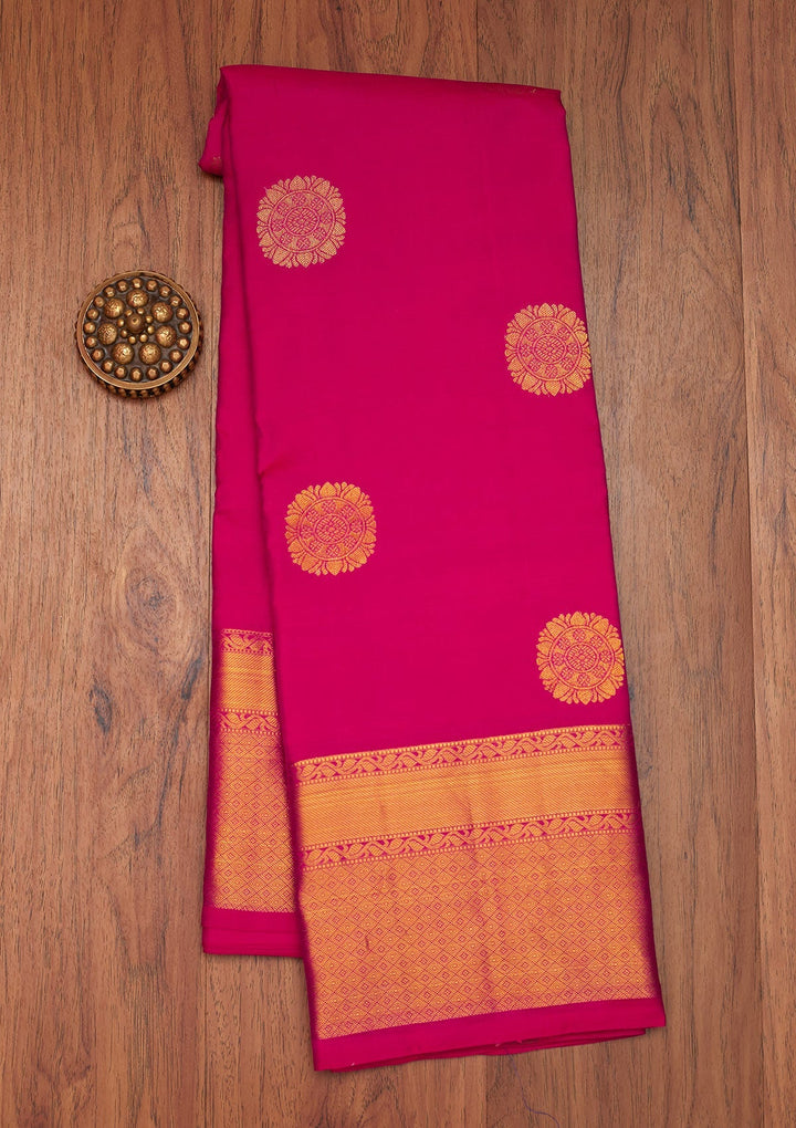 Rani Pink Zariwork Pure Silk Saree- Koskii