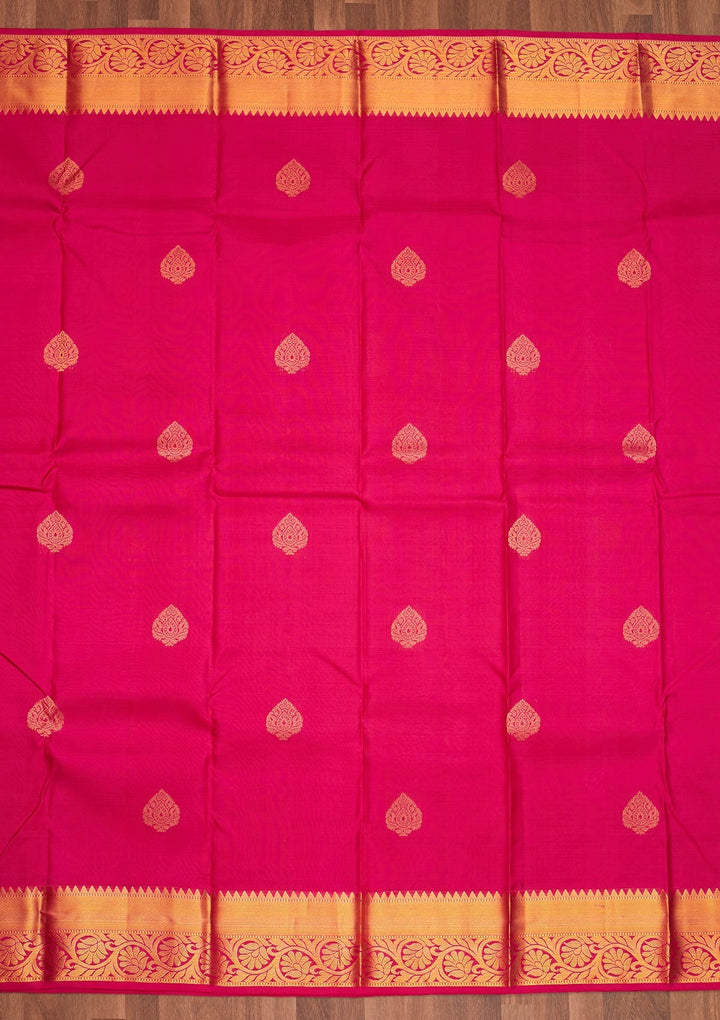 Rani Pink Zariwork Pure Silk Saree - Koskii