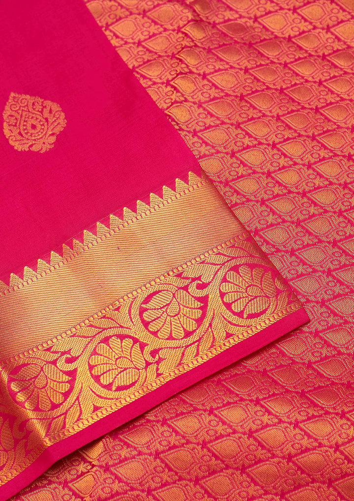 Rani Pink Zariwork Pure Silk Saree - Koskii