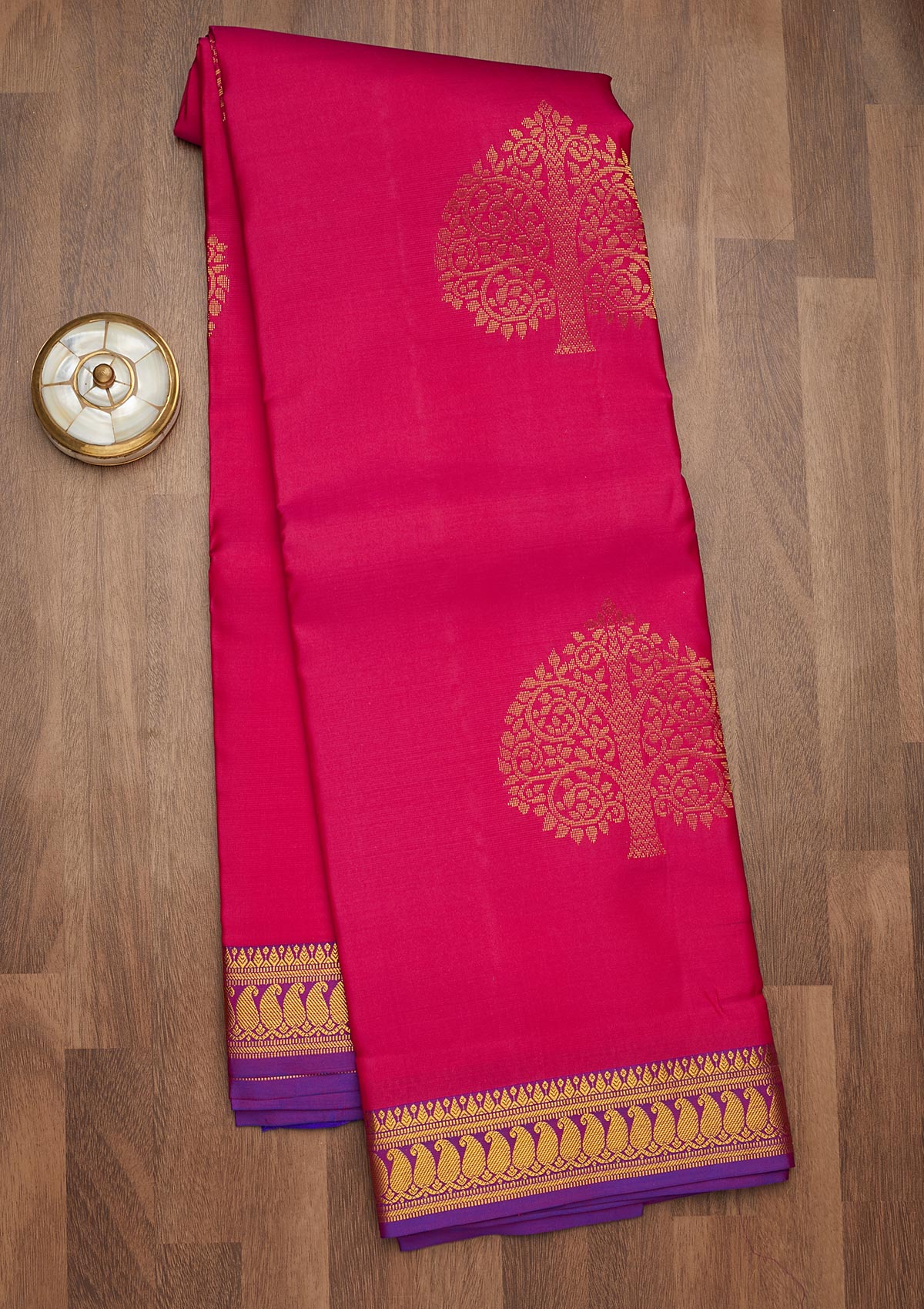 Rani Pink Zariwork Pure Silk Saree-Koskii